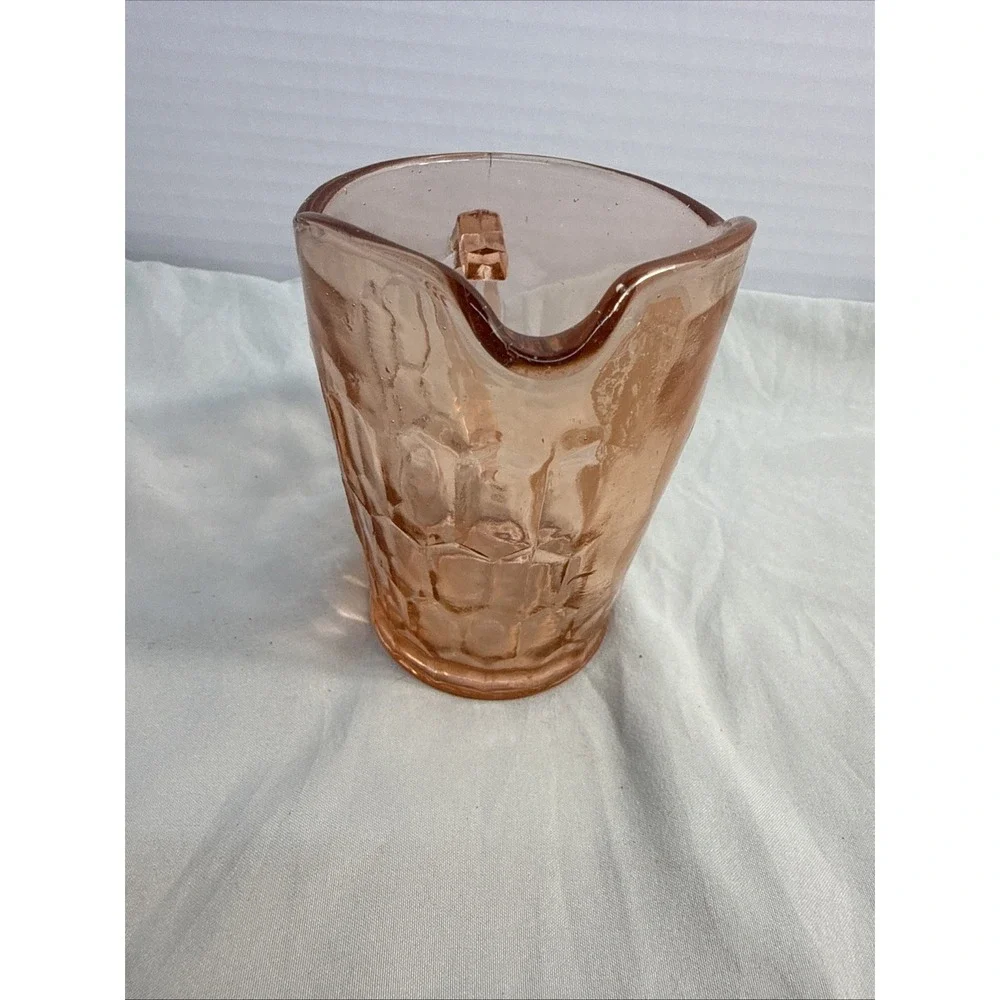 Vintage 1930s Hazel Atlas Shirley Temple Pink Depression Glass Creamer Pitcher